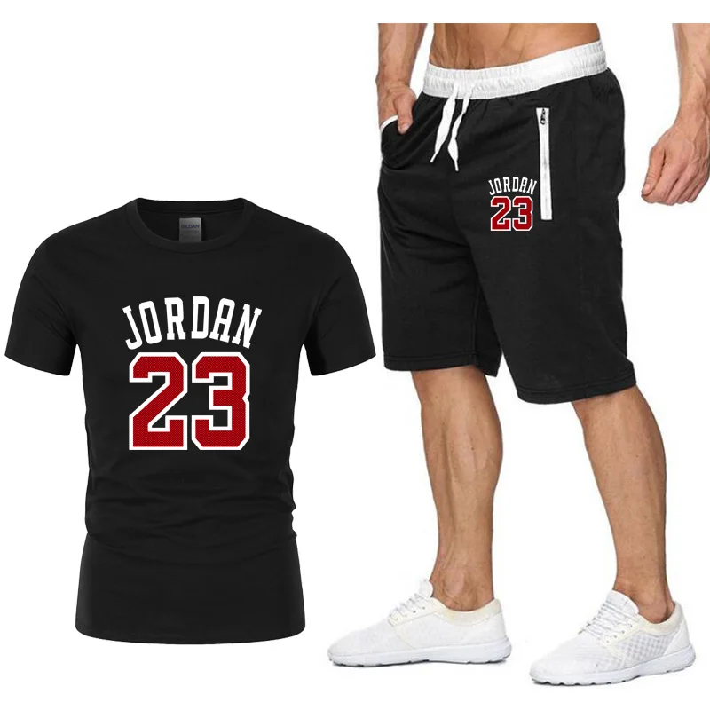 

2020 new Pocket zip set 2 Pieces men Sets Male Men Clothing Sportswear Set Fitness Summer Print Men Shorts+T shirt Men's Suit
