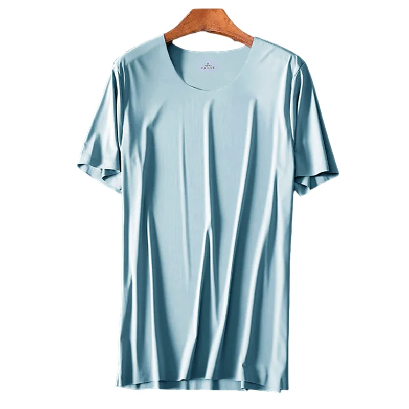 Men Ice Silk Short Sleeve Shirt Ice Silk Seamless Shirt Men Ice