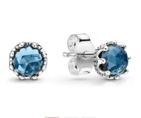 Оригинальные 925 пробы серебряные серьги с синими сверкающими коронами, серьги-гвоздики с кристаллами для женщин, свадебный подарок, модное ювелирное изделие