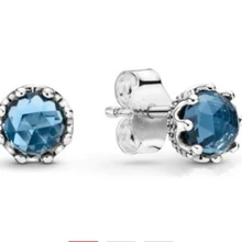Оригинальные 925 пробы серебряные серьги с синими сверкающими коронами, серьги-гвоздики с кристаллами для женщин, свадебный подарок, модное ювелирное изделие