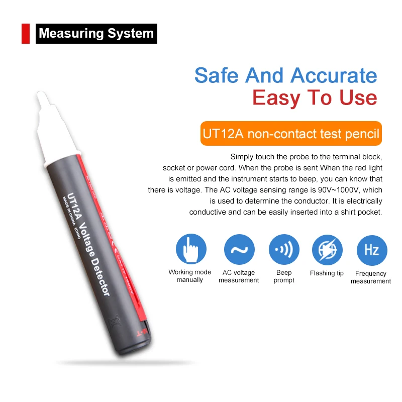 UT12B AC детектор напряжения (220В/110В) соответствует CAT IV 1000 В светодиодный индикатор