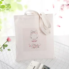 Кошка Холст вместительная сумка для покупок сумка на заказ Печать текстовый логотип DIY ежедневное использование экологическая многоразовая утилизация