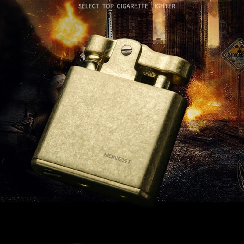 Honest Copper Cigarette Lighter Gasoline Vintage Kerosene For oil Lighter Grinding Wheels Fire Lighter Retro Windproof Lighter