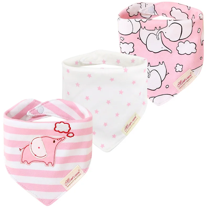 3pcs Cotton Cartoon Baby Bibs Bandana Set Triangle Newborn Infant Girls Saliva Towel Baby Burp Cloth Drool Bibs