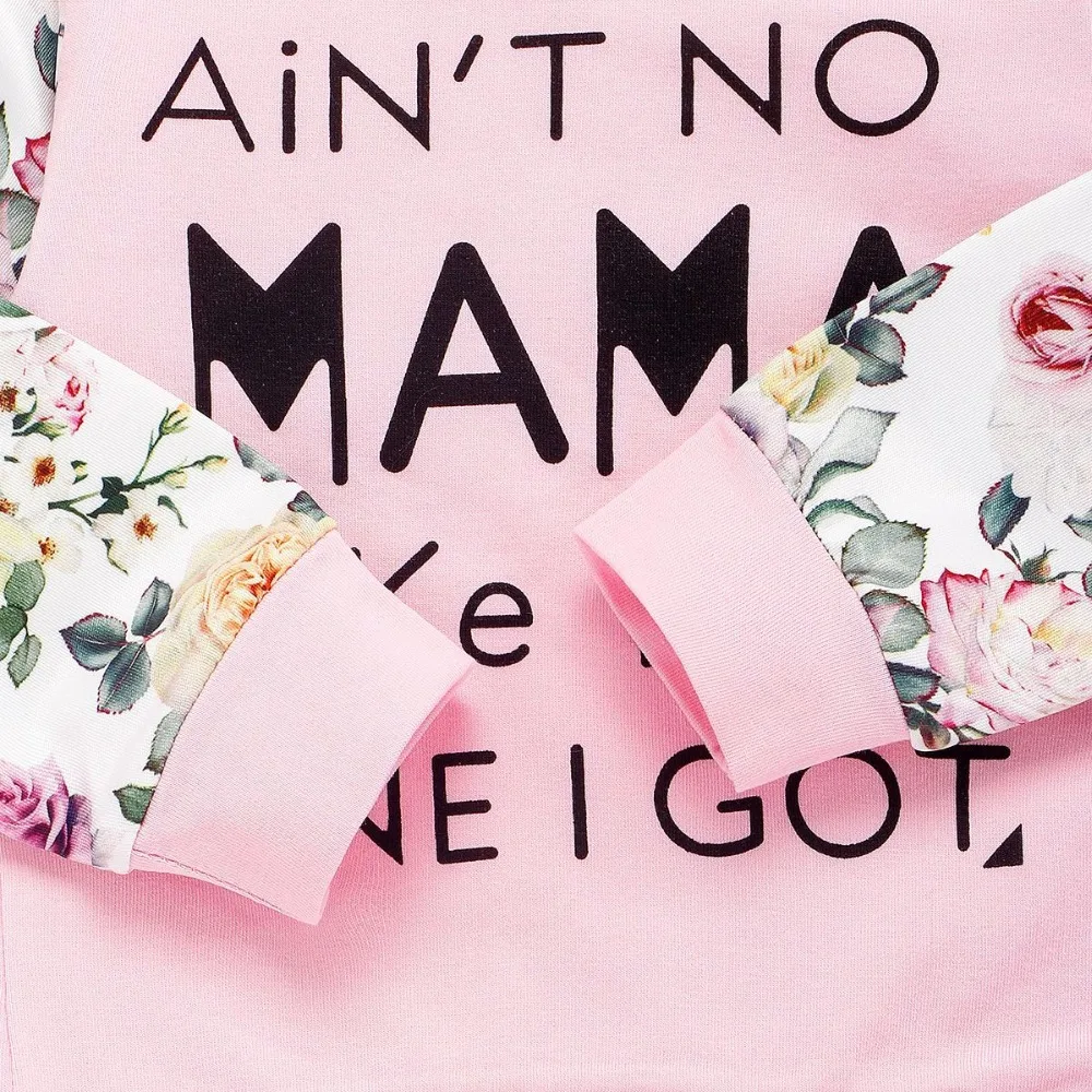 Baby Girl 6M-3T Ain't No Mama like the one I got printed Sweatshirt Top+ Flower Pant+ Headband 3PC outfits