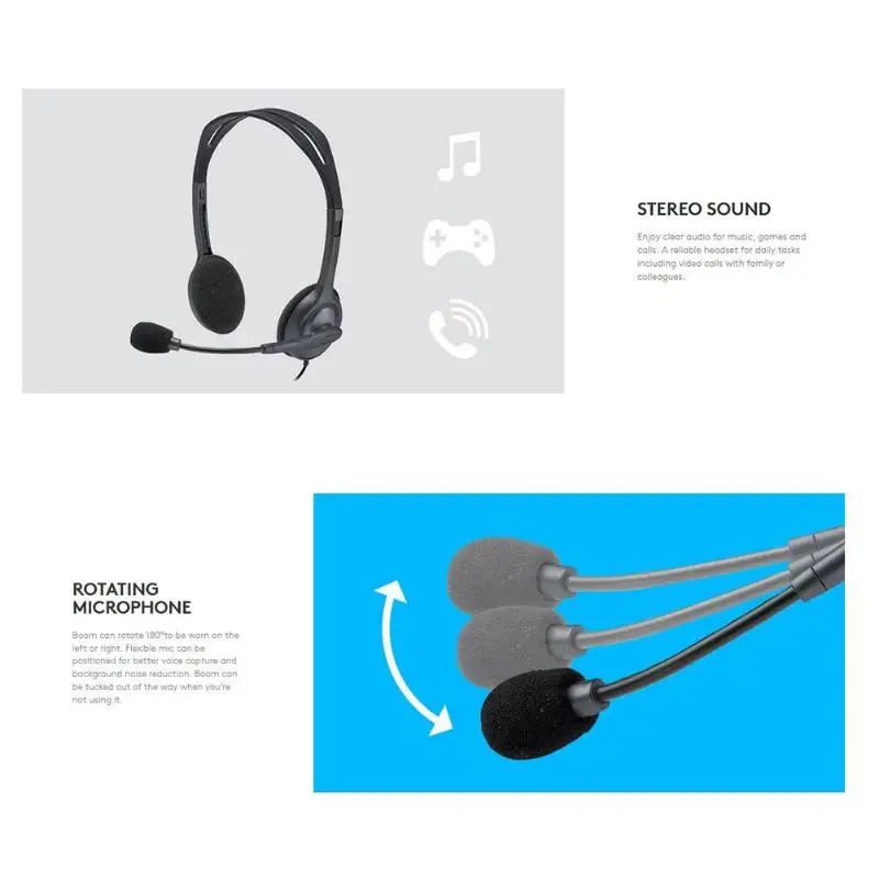 Стереогарнитура logitech Music с микрофоном, проводные наушники 3,5 мм для одного разъема/двух разъемов