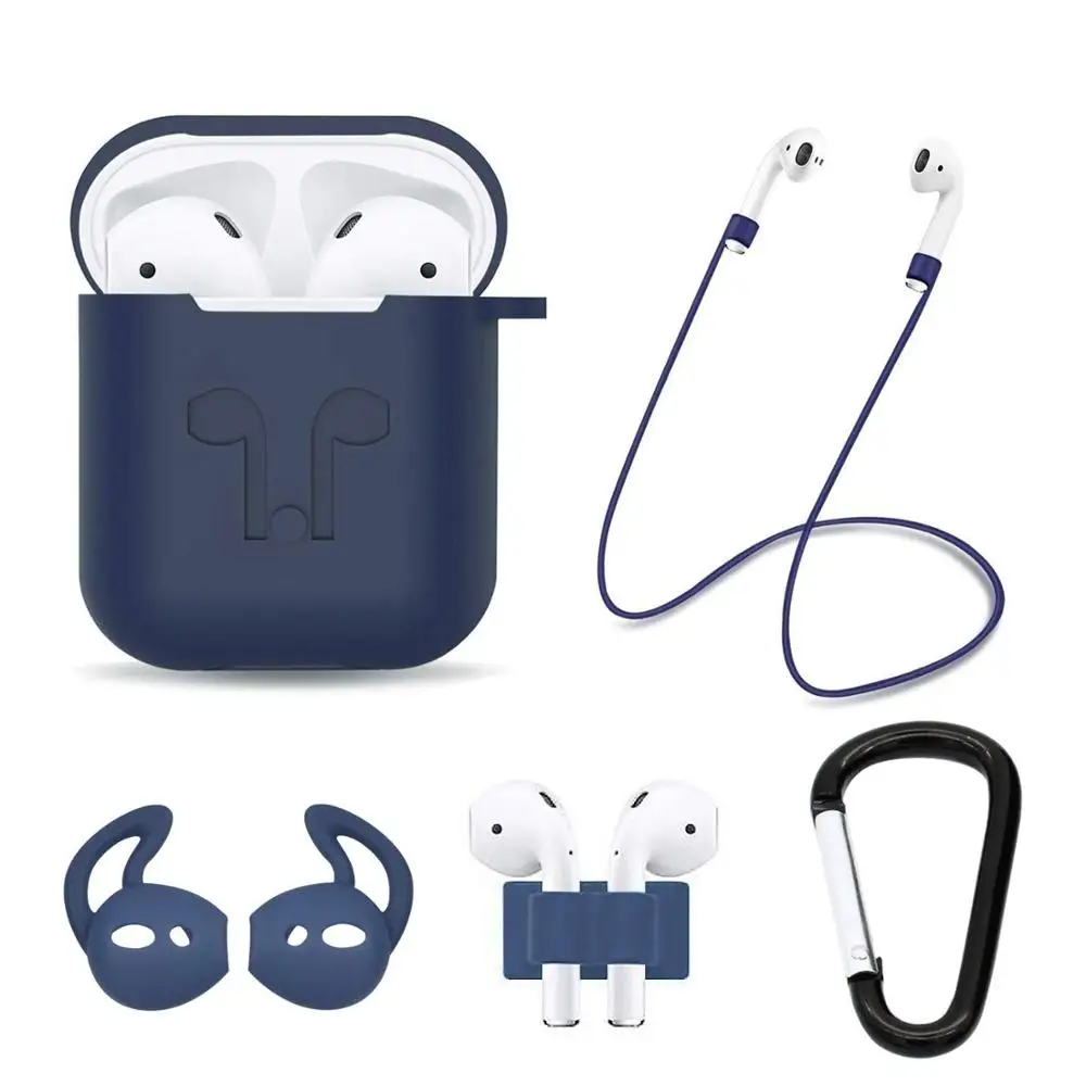 

10Pcs/lot Silicone Cover For Airpods Protective Case Wireless Bluetooth Earphones Earbud Protector Set Cute With Keychain
