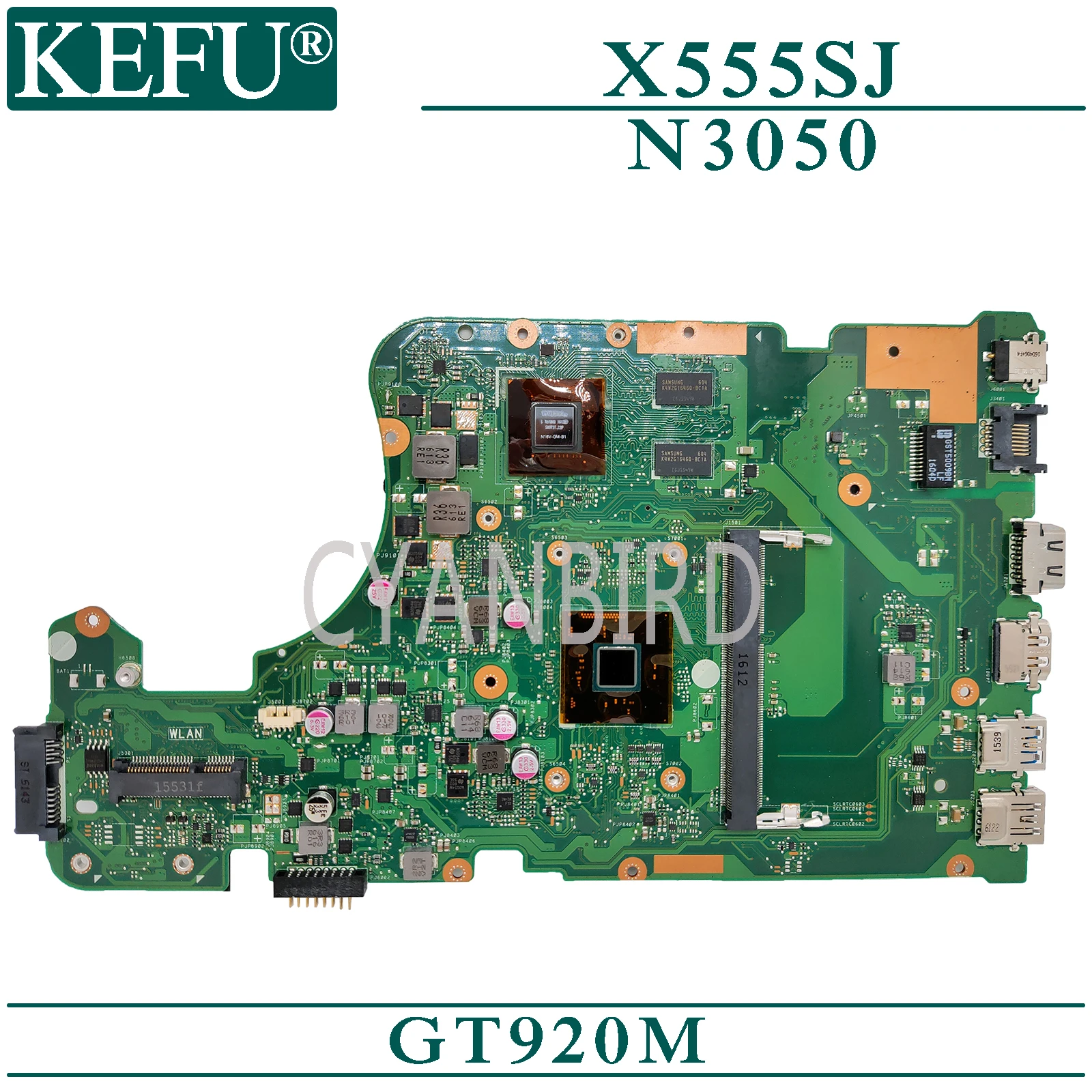 

KEFU X555SJ original mainboard for ASUS X555SJ with N3050 GT920M Laptop motherboard