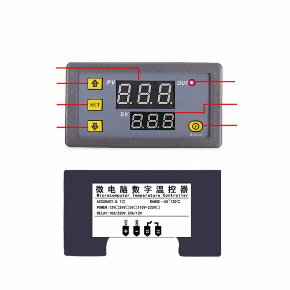 W3230 Temperature Controller Thermostat Dual LED Digital Temperature Regulator Detector Temp Meter Heat Cooler