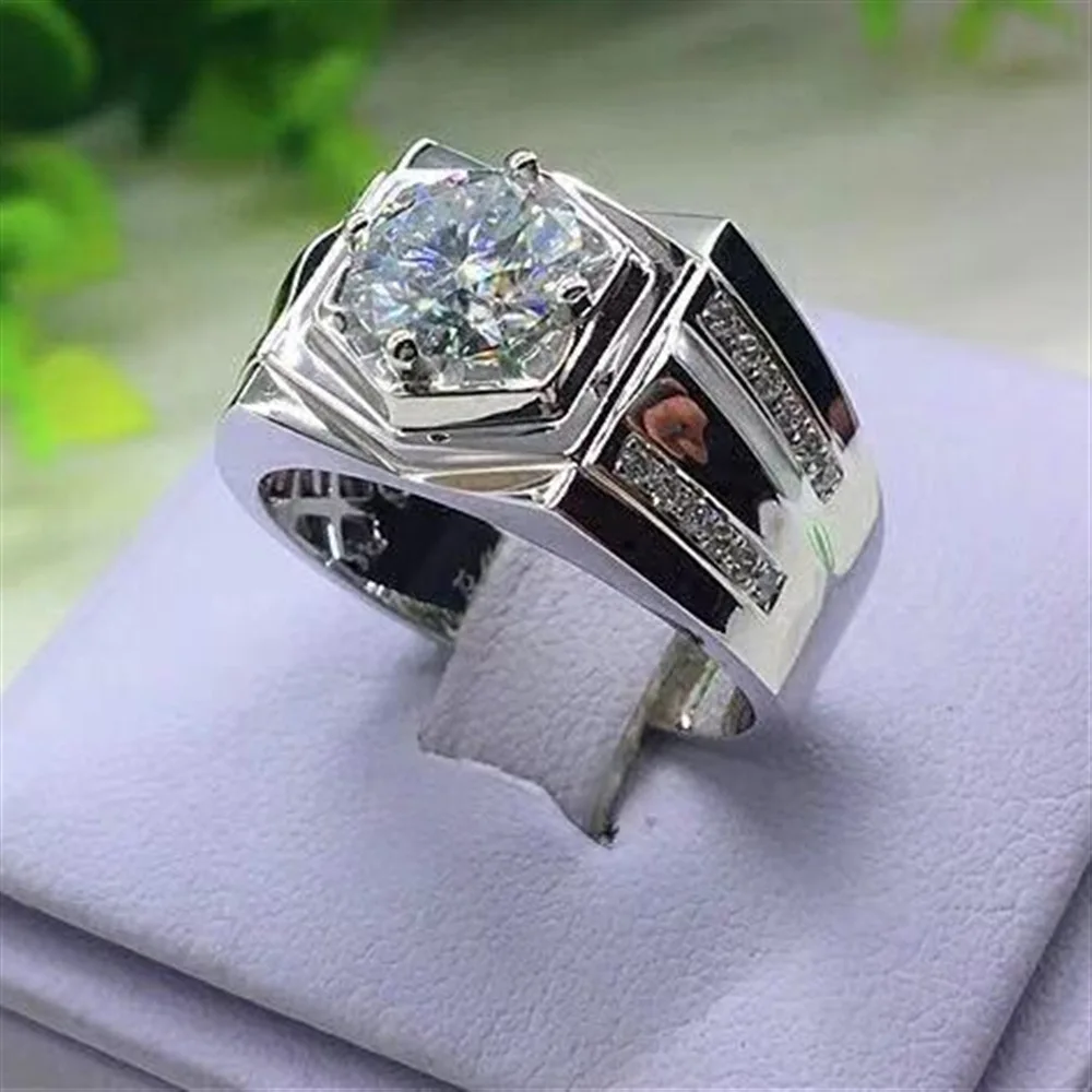 Luxury Male Female Big Zircon Stone Ring Fashion Silver Colors Wedding Jewelry Vintage Men Women Party Rings Wholesale | Украшения и