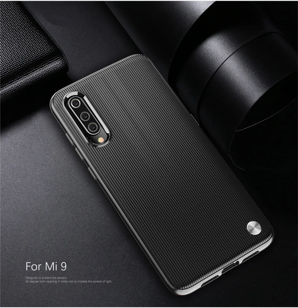 Thouport Силиконовый Чехол на Xiaomi Mi 9 Lite Задняя Оболочка Кисти Углеродного Волокна
