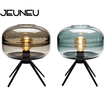 

Nordic Modern Personality Glass Table Lamps Tripod Design Decorative Round Desk Lamps for Living Room Bedroom Bedside Restaurant