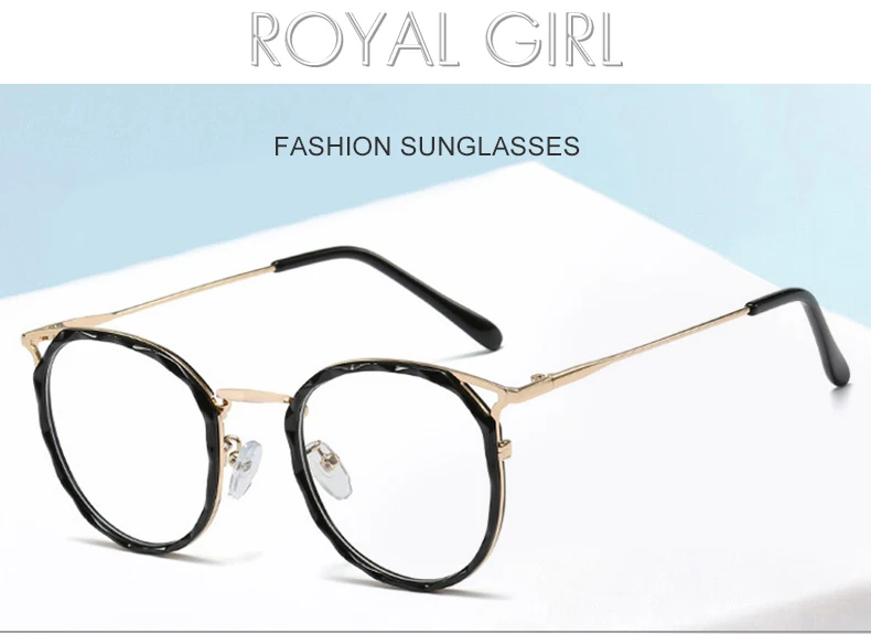 ROYAL GIRL TR90, круглые очки с прозрачными линзами для мужчин и женщин, модные очки с кристаллами для резки компьютера, дизайнерские оптические оправы Ss459