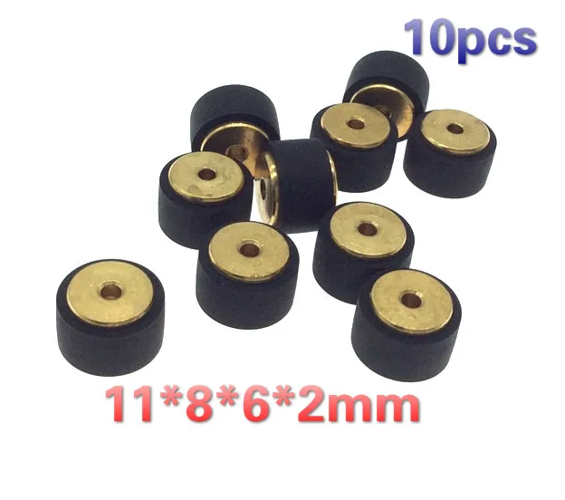 $53.19 10pcs copper 11*8*6*2mm retractor wheel belt pulley rubber audio pressure recorder cassette deck pinch roller tape Stereo player