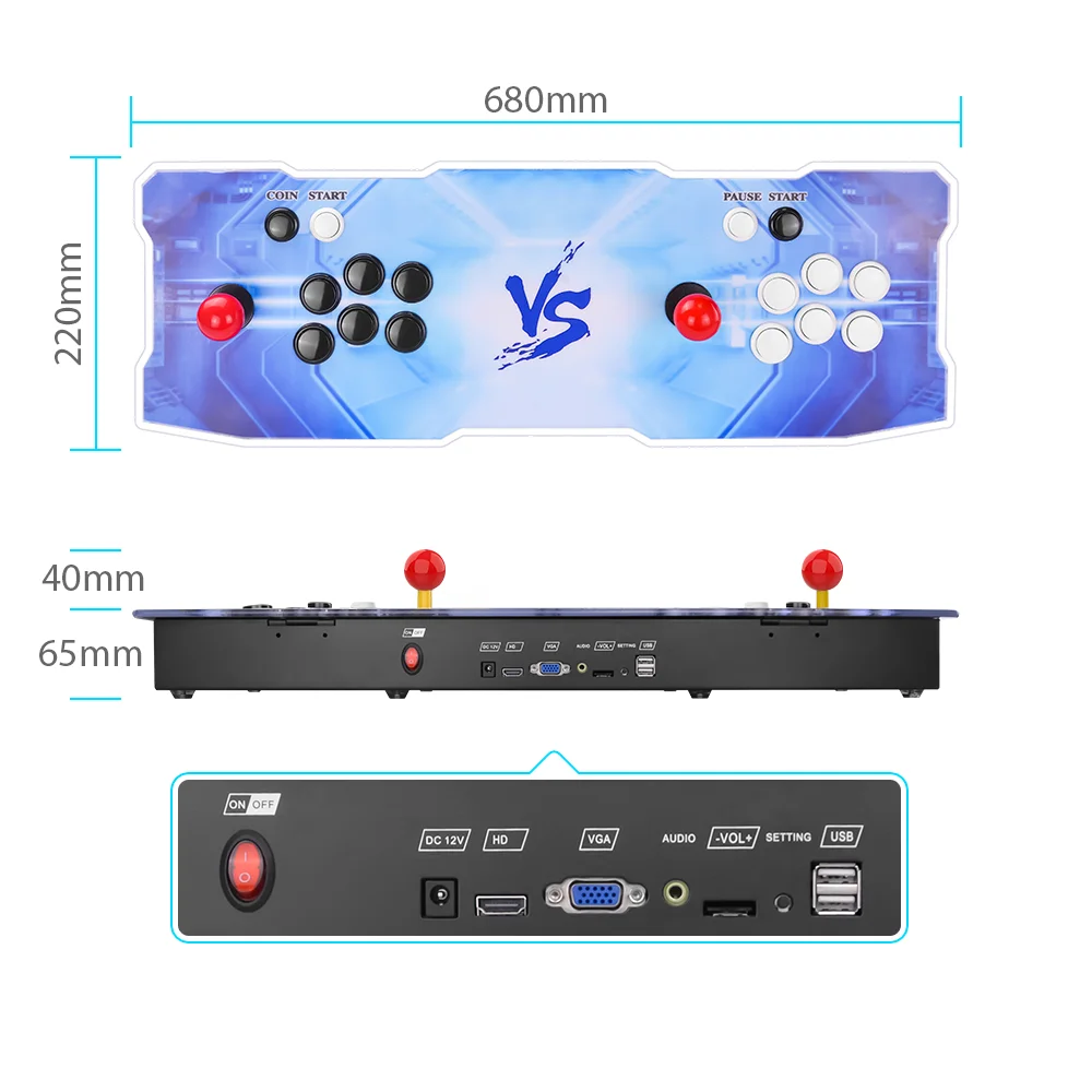 1500 игр в 1 Pandora's 9 2 игроков аркадная игровая машина шкаф консоль HD HDMI VGA аркадная вилка и игровая консоль 2 палочки