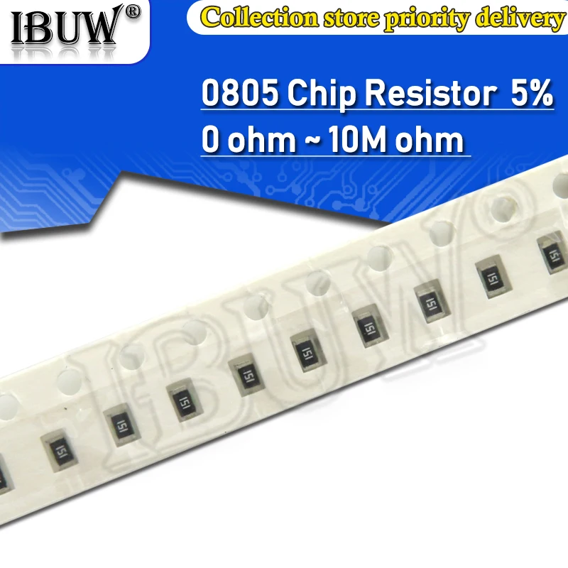 100 шт. 0805 5% 1/8 Вт SMD резистор проволочного чипа 0R ~ 10 м 0 1R 10R 100R 220R 330R 470R 1K 4 7 K 10K 47 (Европа) 100K 1 для детей 330 470