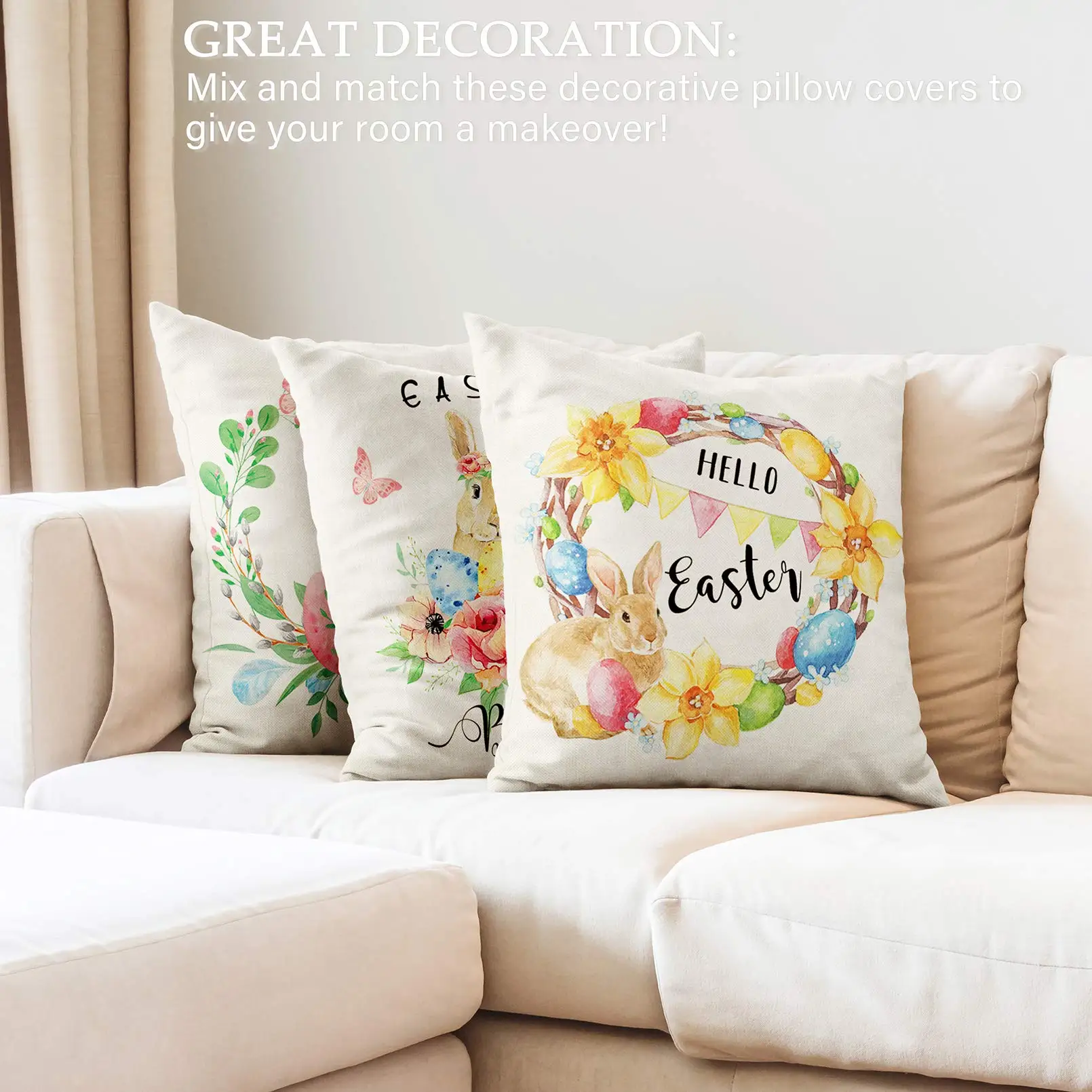 New Custom Easter Eggs Pillow Case Sofa Cushion Cover for Home