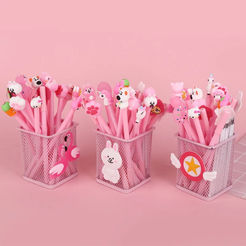 

20pcs/ot+Pen Holder Creative Pink Unicorn Gel Pen Stationery Set 0.5mm Black Ink for Boys and Girls School Supplies Gift Set