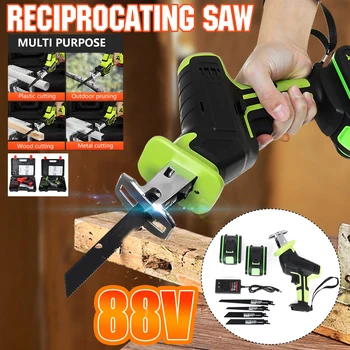 

88V Cordless Reciprocating Saw +4 Saw blades Metal Cutting Wood Tool Portable Woodworking Cutters With 2 Battery New