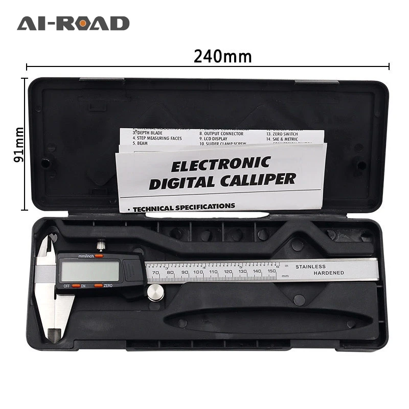 

Stainless Steel Digital Display Caliper 150mm MM / Inch High Precision Stainless Steel LCD Vernier Caliper