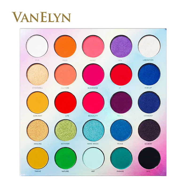 Vanelyn, 25 оттенков, палитра теней для век, в продаже, подарок, 25л, радужные матовые, мерцающие, кремовые, смелые оттенки, палитра теней, косметика в розницу