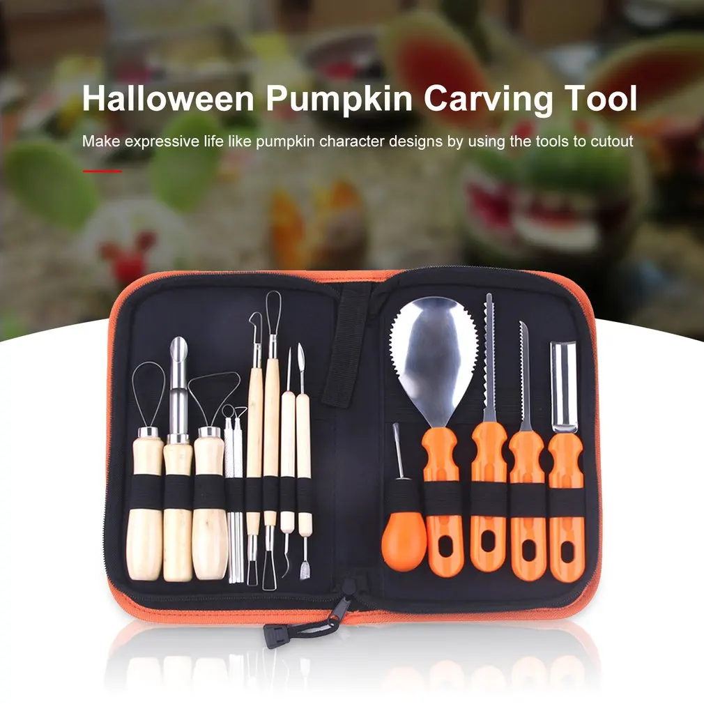 

14pcs/set Halloween Pumpkin Carving Tool Halloween Professional Pumpkin Cutting Supplies Tool Kit Stainless Steel Carving Tool