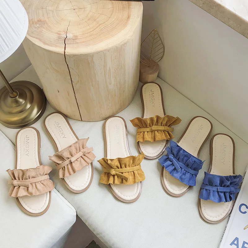 

Slippers Women Summer Shoes Without Heel Shallow Socofy Luxury Slides Flat Soft Designer 2019 PU Basic Fabric Sweet Cotton