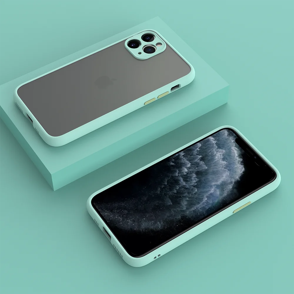 Matte Case For Iphone 11 Pro Max 12 Mini X Xs Xr 7 8 Plus Se Silicone Cover Camera Protective Mint Green Phone Accessories Phone Pouches Aliexpress
