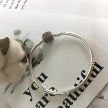 925 пробы Серебряный классический браслет с необычным розовым кубическим цирконием женский гламурный ювелирный браслет