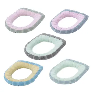 

1pc Warm Velvet Coral Bathroom Toilet Seat Cover Washable Pumpkin Comfortable Pattern Standard Cushion Soft Closestool R1T8