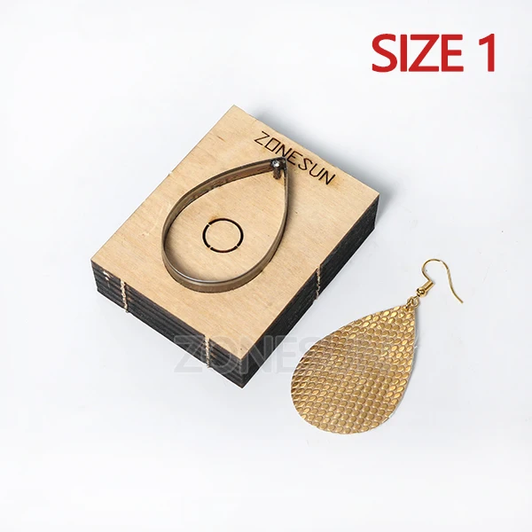 Size 1 ZONESUN кожаные серьги режущие формы в форме капель бумажный художественный инструмент для украшения кожи для высечки машина для рукоделия резак - Цвет: Size 1