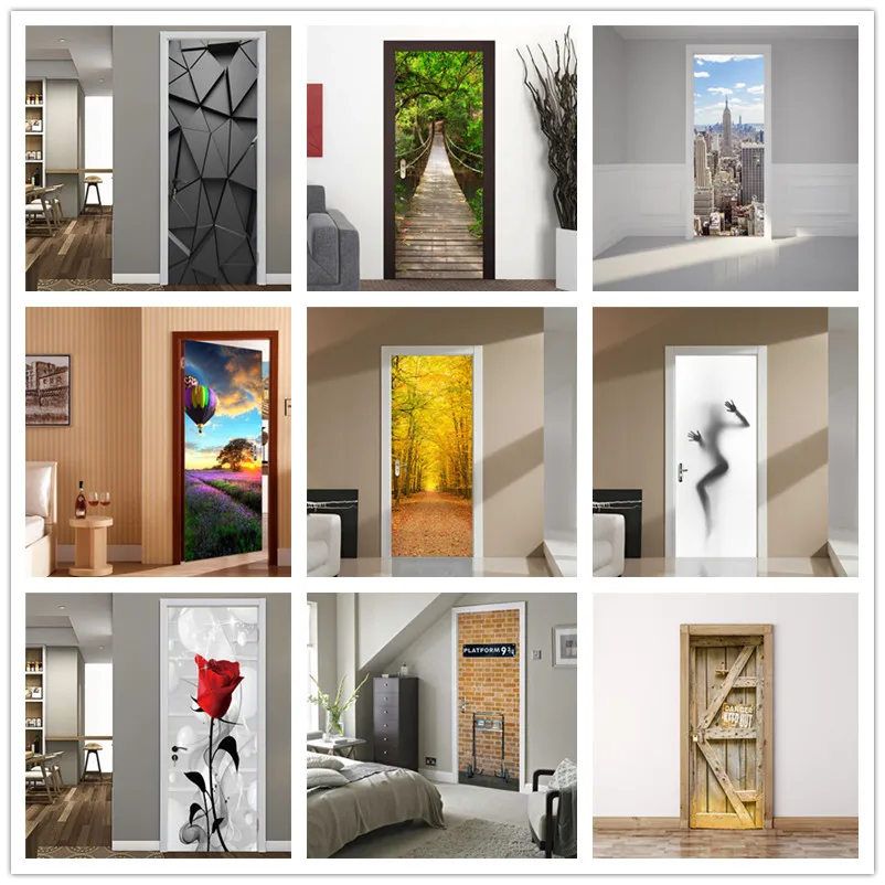 

Воздушный шар, дверная наклейка, самоклеящаяся идиллическая фотонаклейка, s Porte для гостиной, спальни, домашние деревянные двери, Декор, фреска