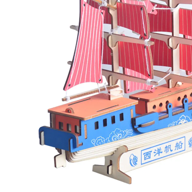 Западные Sailing Puzzle 3d diy стерео горячие деревянные пазлы головоломка имитация дерева sail модель якорь корабля лодка игрушка для детей подарок