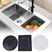 Utensílios de mesa de secagem rápida dreno rápido não deslizamento esteira do dissipador de borracha macia mesa isolamento térmico cozinha banheiro protetor pia esteira
