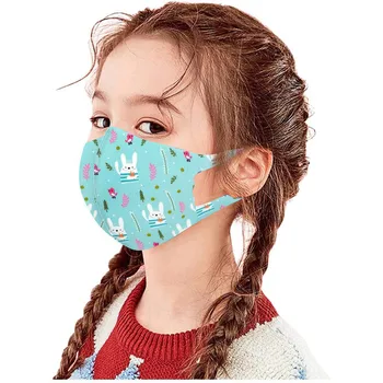 

4PCS Kids Children's 3D Mask Cartoon Animal Print Mouth Mask Breathable Washable Reusable Fabric Face Cover Mondkapjes Kinderen