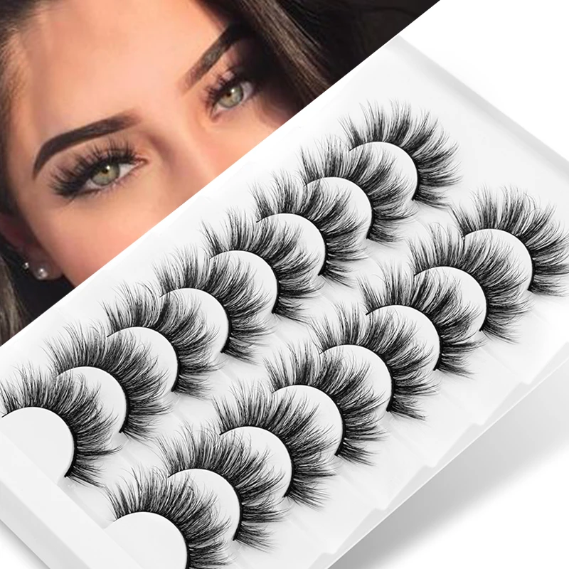 Pestañas postizas 3D de visón falso, extensiones de pestañas largas y gruesas naturales de 10-15mm, maquillaje de ojos espectacular, belleza, 5/8/10 pares