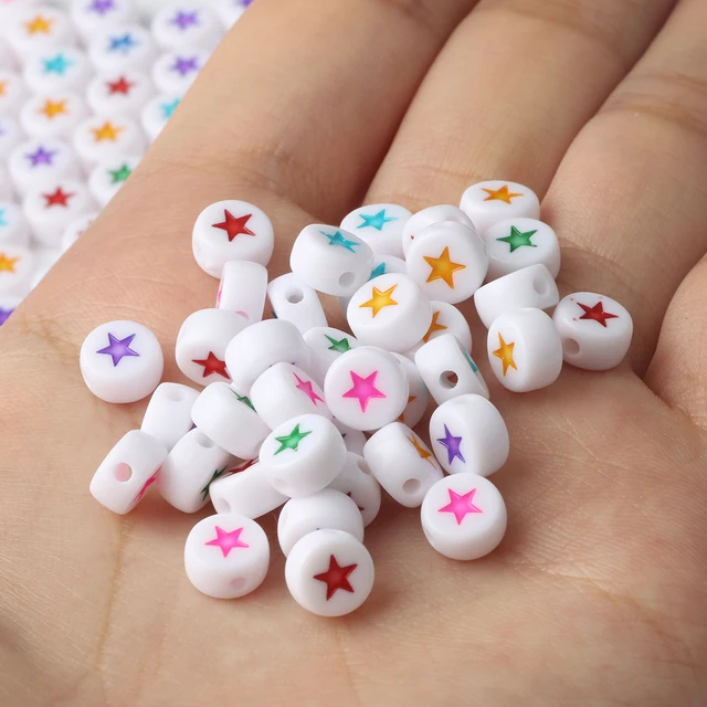 Mixed Letter Acrylic Beads Round Flat Alphabet Digital Cube Loose Spacer Beads For Jewelry Making Handmade Diy Bracelet Necklace Mix Star