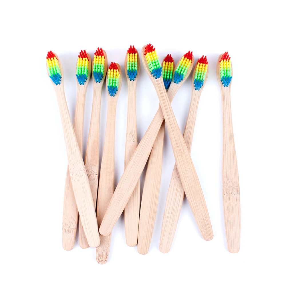 10/15/20pcs Rainbow Bamboo Toothbrush Soft Brush Eco Friendly Teeth Brush Colorful Teeth Brushes Wood Handle Adults Teeth Care