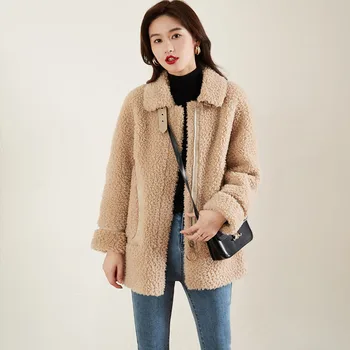 

Winter Women's Short Lamb Velvet Coat Particle Coat Long-Sleeved Hoodless Casual Fashion Warm And Comfortable Ladies Jacket Fur