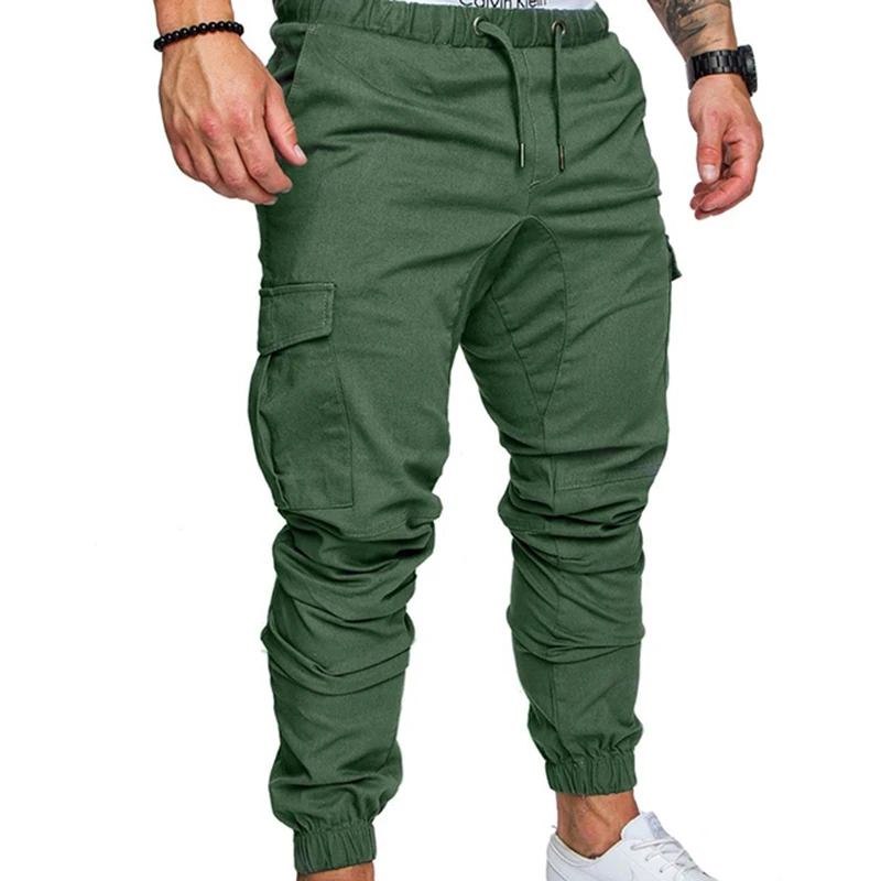 Green Хип хоп Уличная джоггеры Pantalon Hombre спортивные штаны мужские брюки мужская хлопковая одежда Повседневная Pantalon Homme Cargo - Цвет: Green