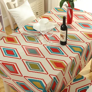 

Trendy Cotton and Polyester Waterproof Table cloth Fabric Rectangular Geometric Pattern Table Cover Kitchen Textile Home Decor