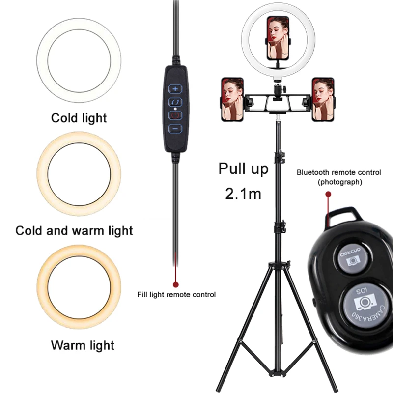 Anel de Luz Led para Selfie 26cm Suporte para Celular Transmissão de Bluetooth Fotografia Iluminação Tripé Suporte para Vídeos do Youtube - Image 6