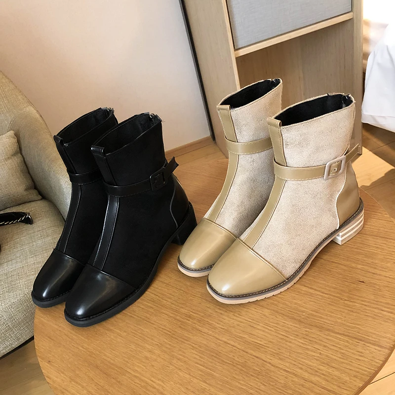Rock Shoes Woman Luxury Designer Clogs Platform Back Zip Zipper Women Boots Winter Flat Heel Booties Ladies Round Toe Martins