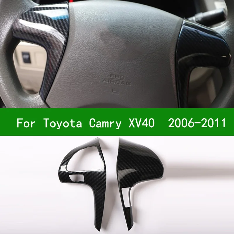 

Отделка для рулевого колеса, подходит для toyota camry xv40 2006-2011, черное углеродное волокно, салона автомобиля 2007, 2008, 2009, 2010
