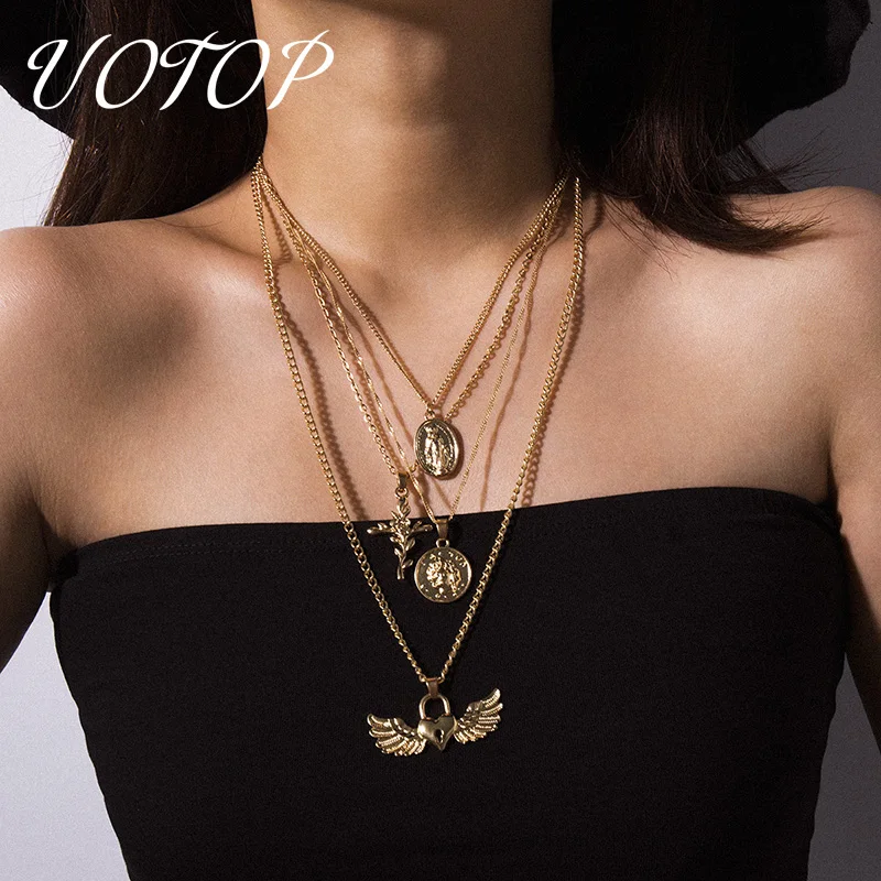 2020 новая многослойная Дева мать Мэри сердце висячий замок подвеска ожерелья в