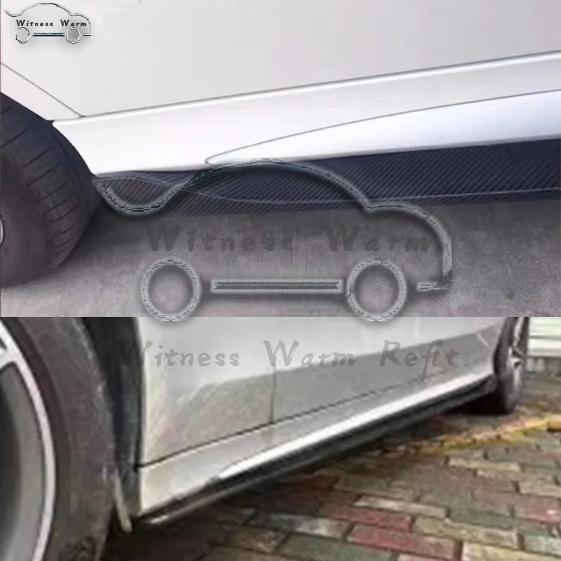 W205 карбоновая боковая юбка фартук для Benz W205 C180 C200 C300 2 двери автомобиля боковые юбки бампера 14-18