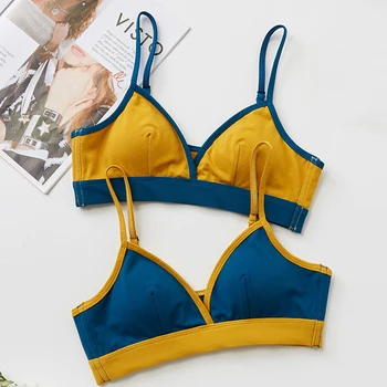 

BRA New Women Seamless Cotton Bra Wireless Underwear Fashion Patchwork Beauty Back Women Bras brasier mujer Sexy Lingerie