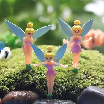 

6pcs/lot Flower Fairy Anime Figure Toys Miniature Landscape ornaments PVC Model Toys Wing Girl Figurines Dolls Kids Gifts