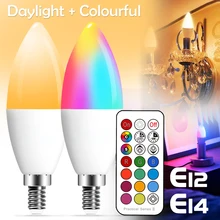 E14 lâmpada led vela cor interior neon sinal lâmpada fita rgb com controlador de iluminação 220v e12 pode ser escurecido lâmpada inteligente para casa