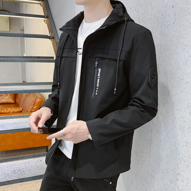 

2019 New brand clothing men jacket Korean fashion casual streetwear Solid color 4XL size male jackets coats outerwear clothes
